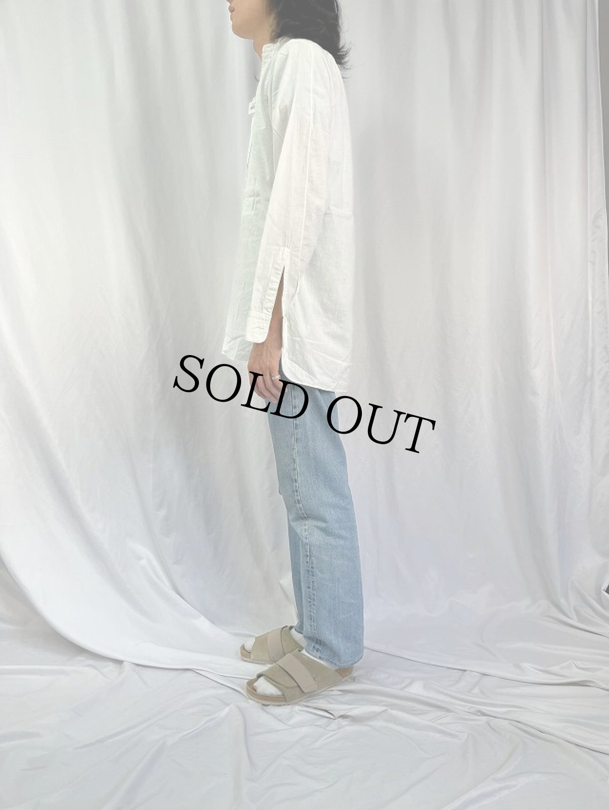 画像3: 40's "レース刺繍×ダブルカフス×デタッチャブルカラー×マチ付き" コットンドレスシャツ SIZE14 1/2-32-34 (3)