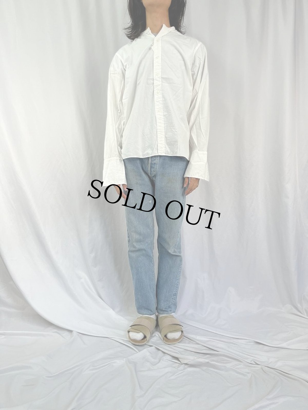 画像2: 40's Van Heusen "ダブルカフス×デタッチャブルカラー" コットンドレスシャツ (2)