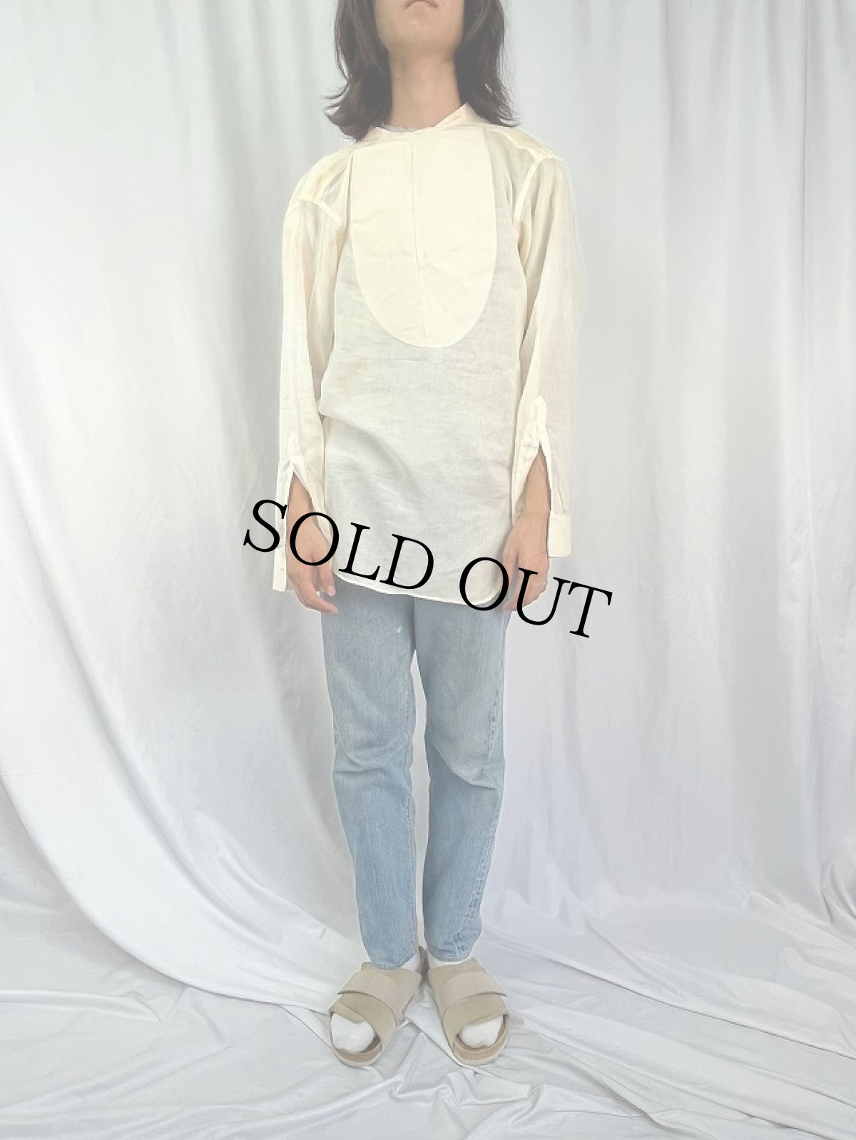 画像2: 20〜30's Manhattan "イカ胸×ダブルカフス×デタッチャブルカラー×マチ付き" コットンドレスシャツ (2)