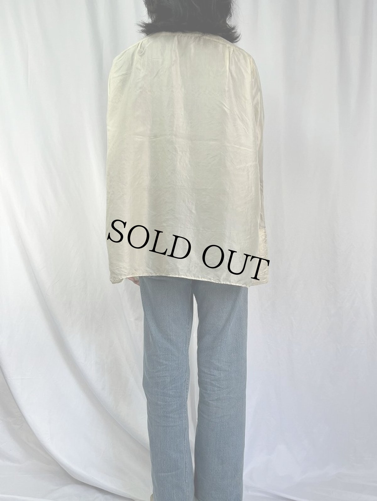 画像4: 90's Ralph Lauren Library "ダブルカフス×デタッチャブルカラー×マチ付き" シルクドレスシャツ (4)