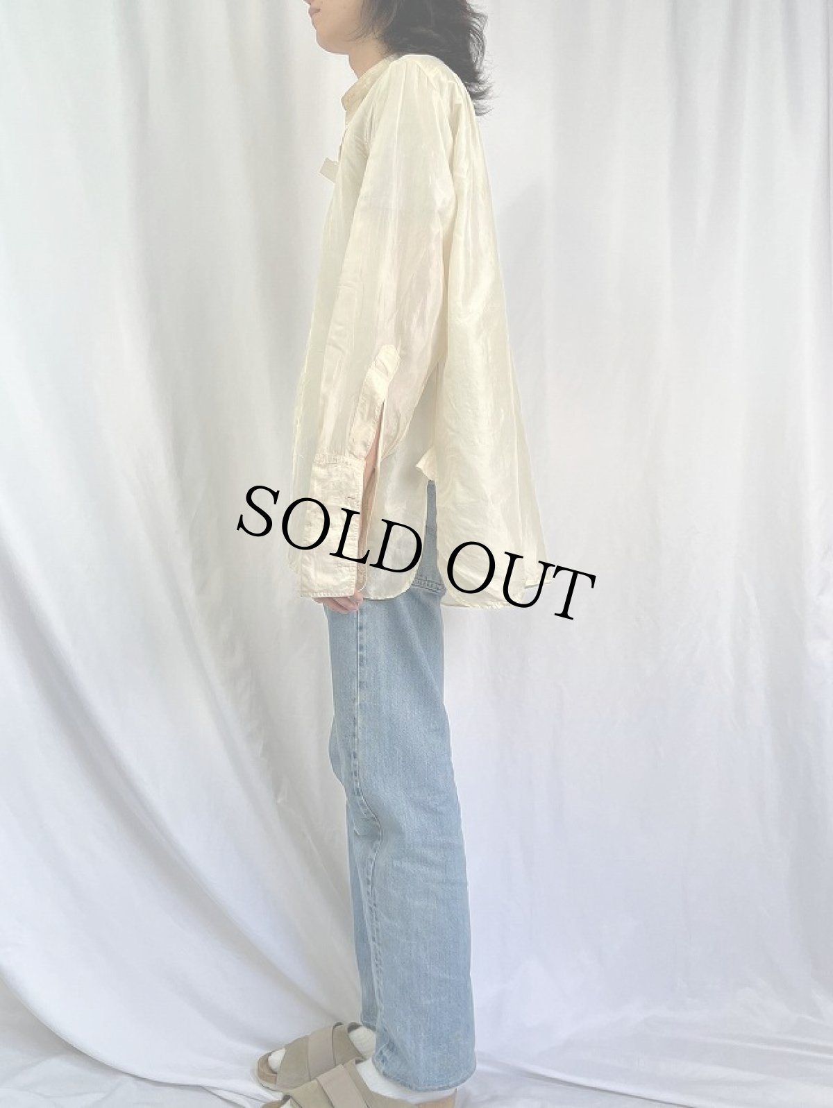 画像3: 90's Ralph Lauren Library "ダブルカフス×デタッチャブルカラー×マチ付き" シルクドレスシャツ (3)