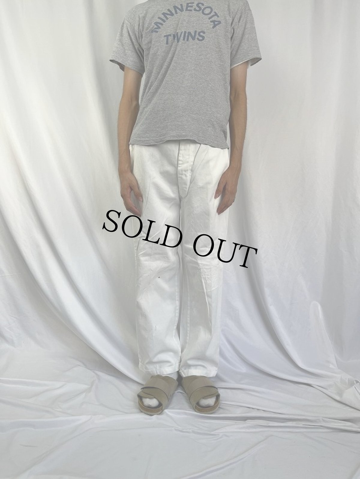 画像2: 50's コットンツイル ワークパンツ W35 (2)