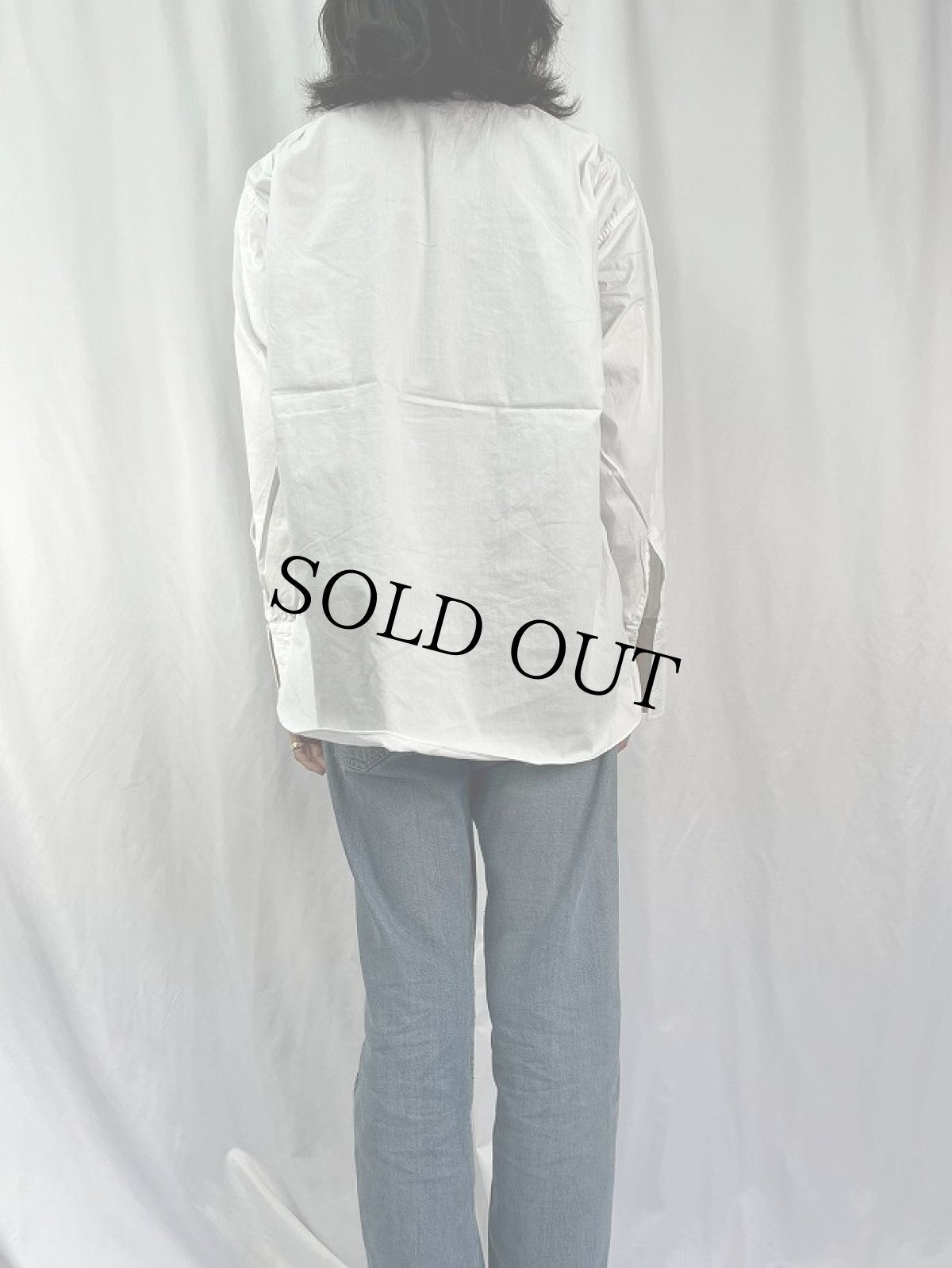 画像4: 50's LONGWEAR "ダブルカフス×デタッチャブルカラー×マチ付き" コットンドレスシャツ (4)