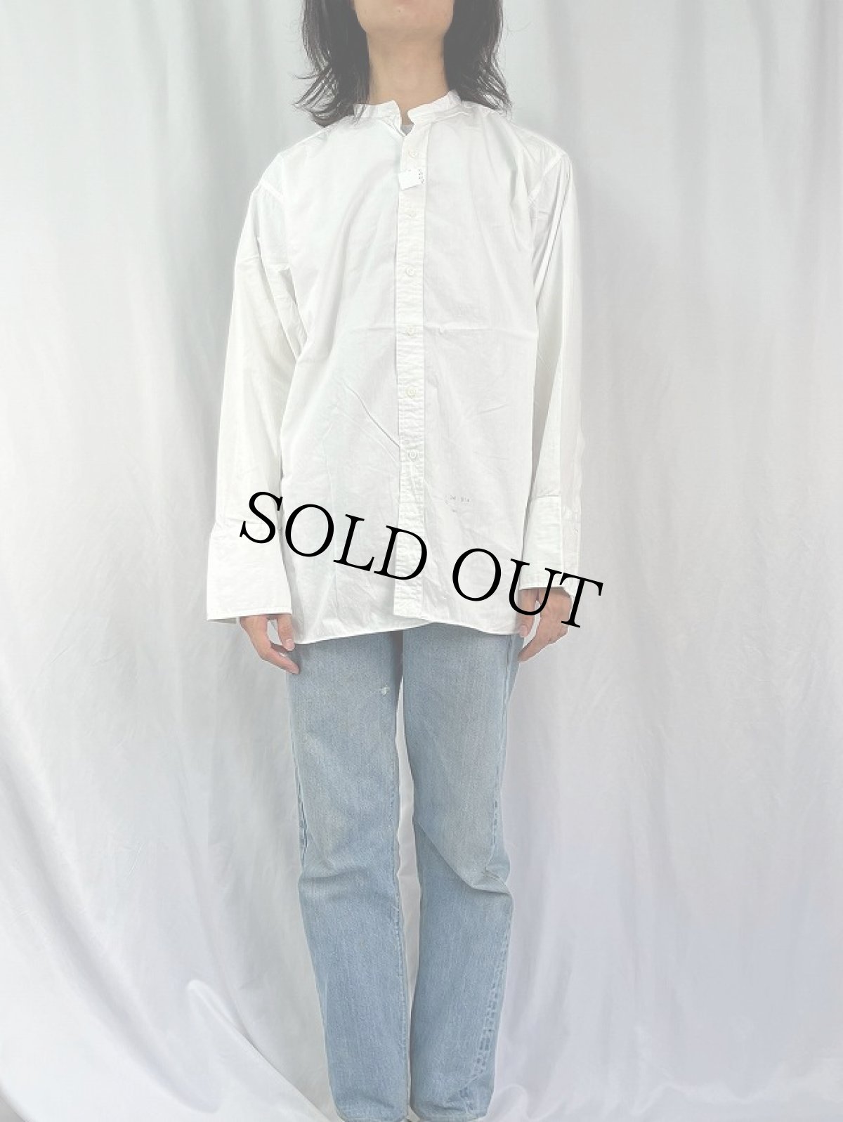 画像2: 50's LONGWEAR "ダブルカフス×デタッチャブルカラー×マチ付き" コットンドレスシャツ (2)