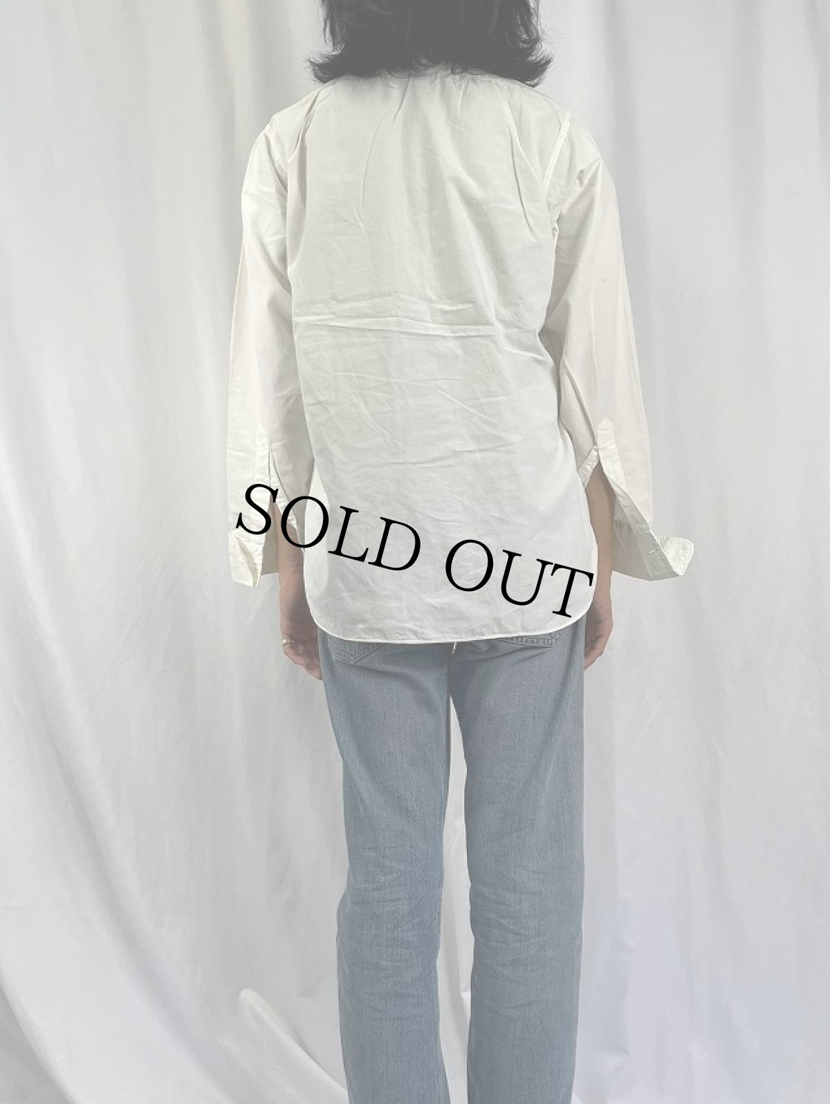 画像4: 50's BURTON'S "ダブルカフス×デタッチャブルカラー×マチ付き" コットンドレスシャツ (4)