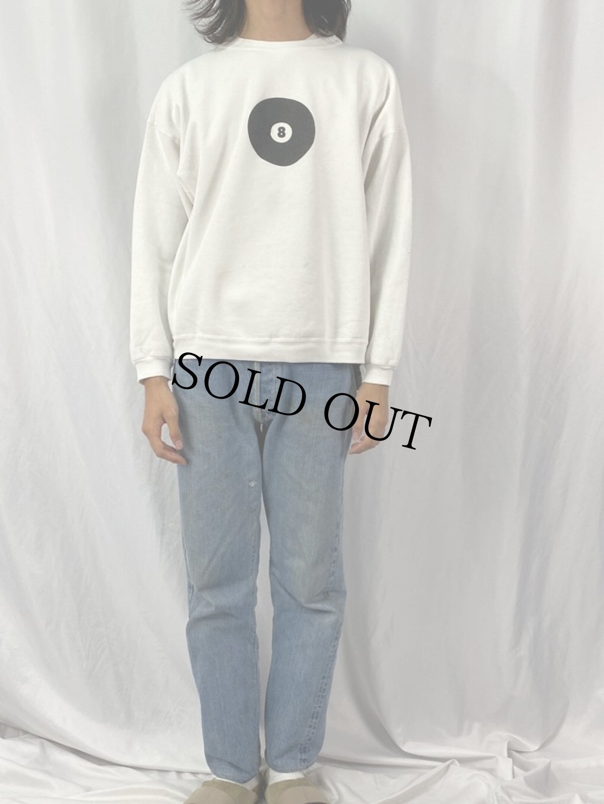 画像2: 90's〜 "8ボール" プリントスウェット XL (2)