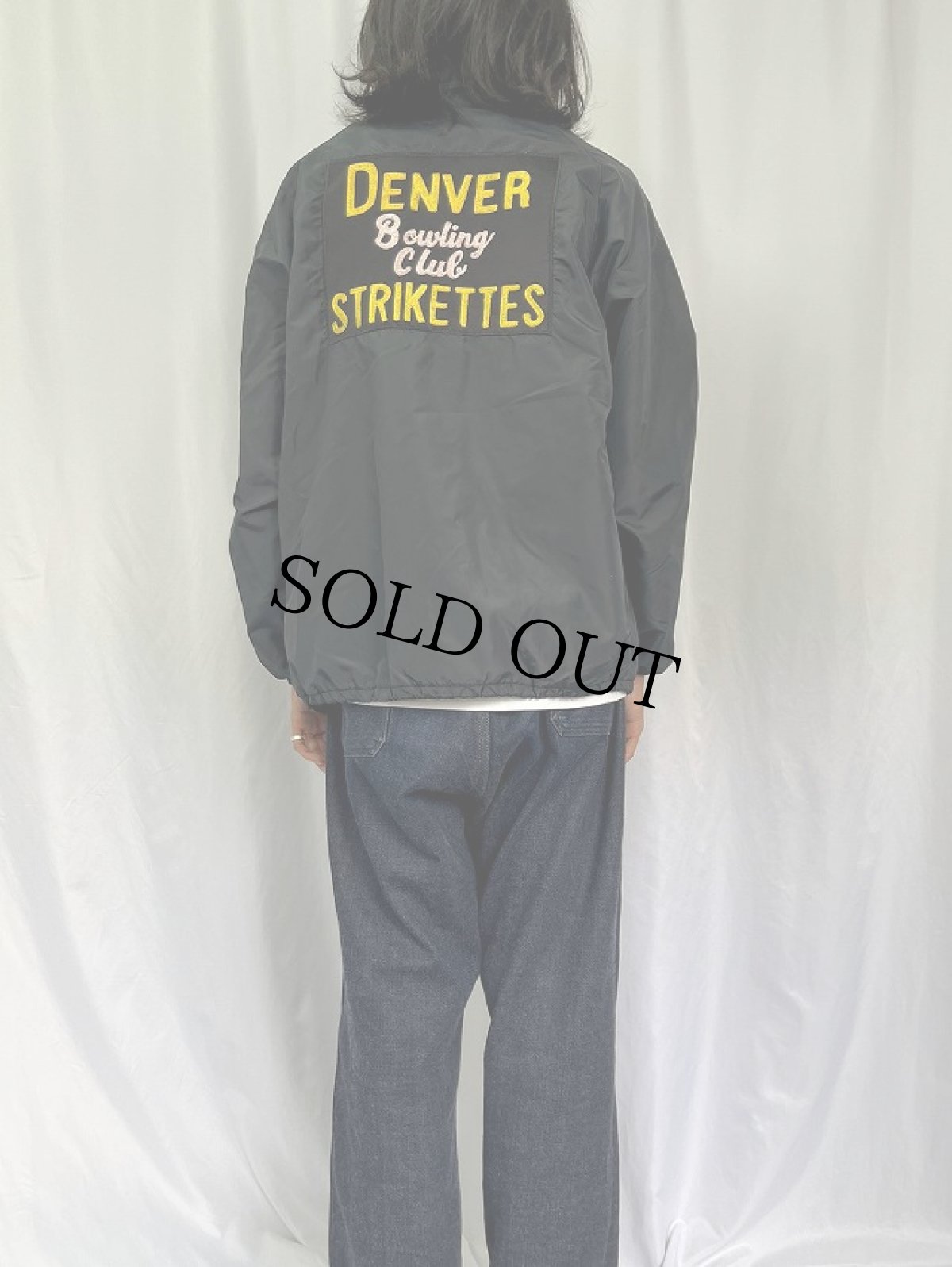 画像4: 70〜80's USA製 チェーン刺繍 ナイロンコーチジャケット BLACK M (4)