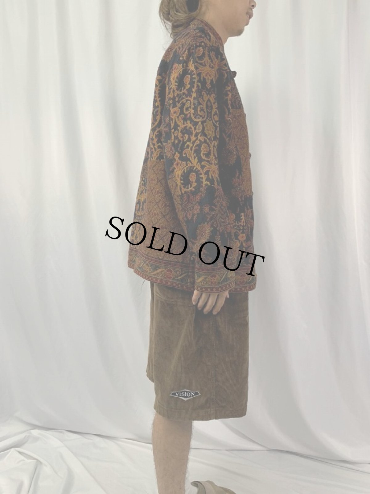 画像3: White Stag 総柄 パッチワーク チャイナジャケット L (3)