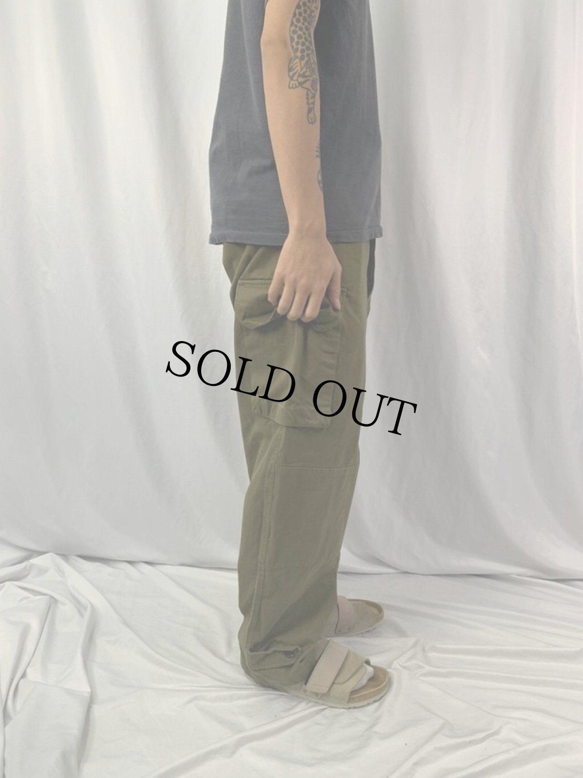 画像3: 60's FRENCH ARMY M-47後期 ヘリンボーンツイル カーゴパンツ W36 (3)