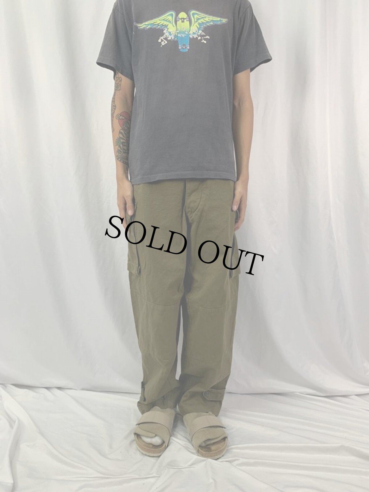 画像2: 60's FRENCH ARMY M-47後期 ヘリンボーンツイル カーゴパンツ W36 (2)