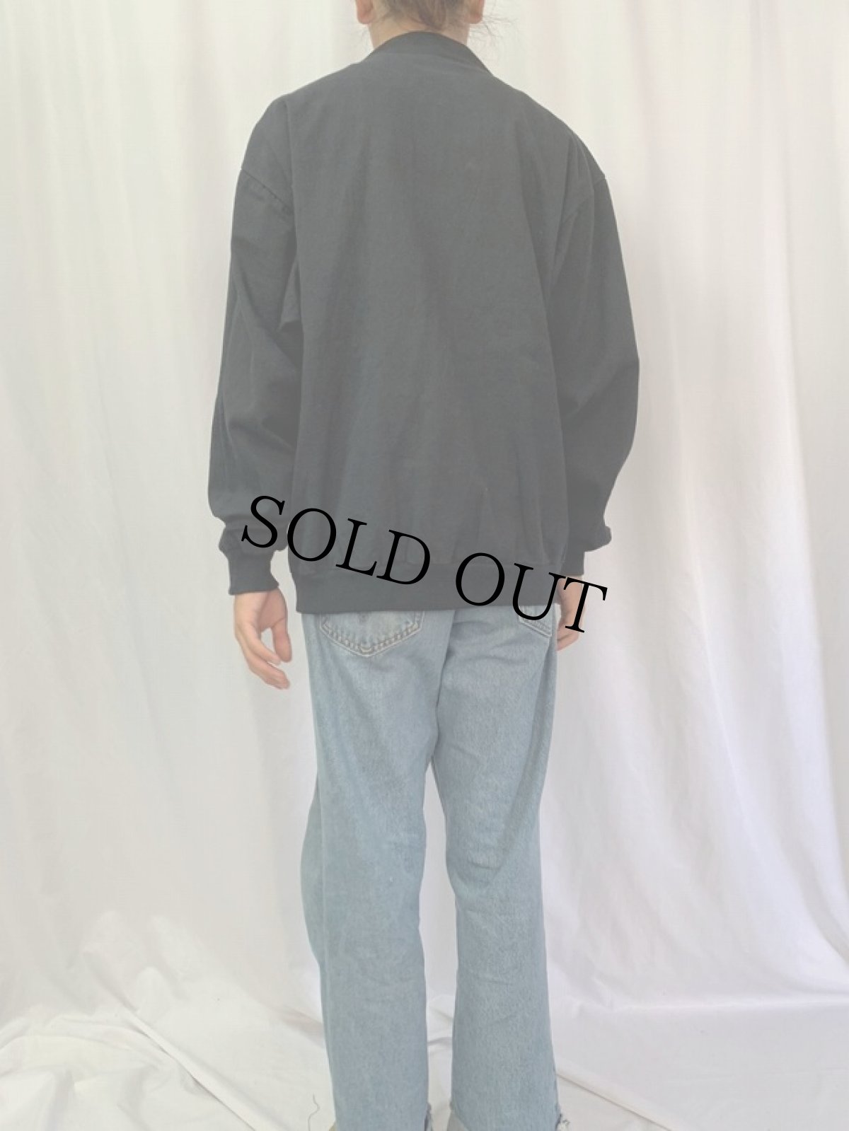 画像4: 90's CANADA製 星刺繍 コットンツイルスタジャン BLACK M (4)