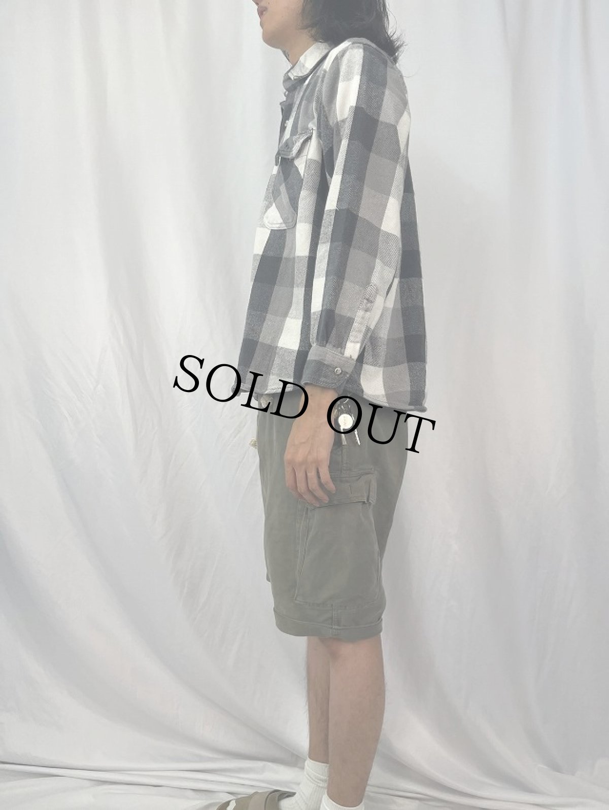 画像3: 90's FIVE BROTHER ブロックチェック ヘビーネルシャツ L (3)