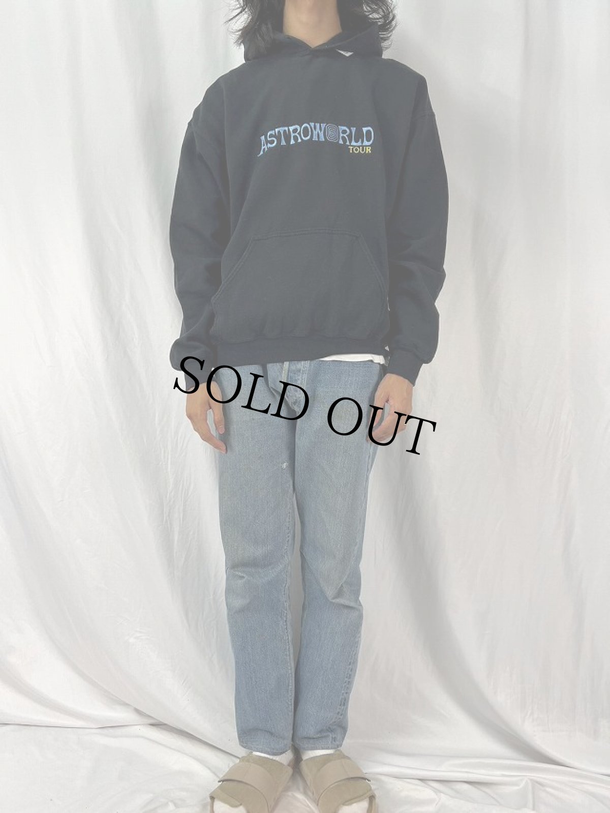 画像2: Travis Scott "Astroworld Tour" ロゴ刺繍 ヒップホップスウェットフーディー M (2)