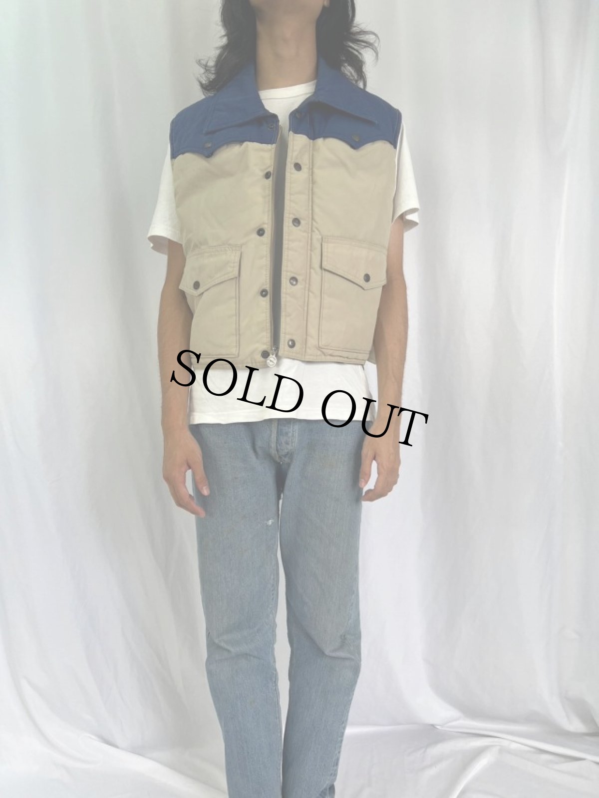 画像2: 70's Adventure Gear ウエスタンヨークダウンベスト M (2)