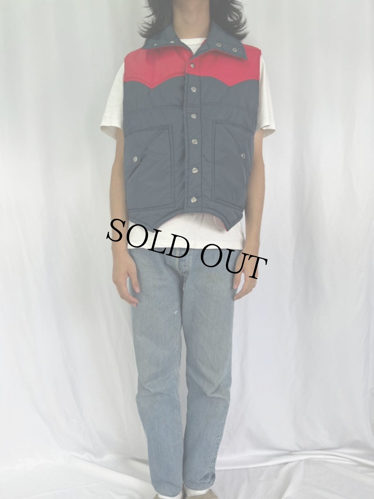 画像2: 70's SNOWDRIFT 中綿入り ウエスタンヨーク ナイロンベスト L (2)