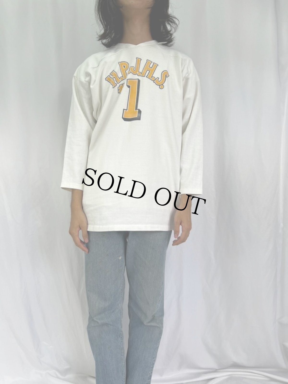 画像2: 70〜80's RUSSELL ATHLETIC "H.P.J.H.S. #1" プリントフットボールロンT XL (2)