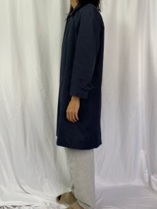 画像3: 80's Burberrys' PIATTELLI ROMA別注 ENGLAND製 ポリエステル×コットン ステンカラーコート NAVY SIZE44R (3)