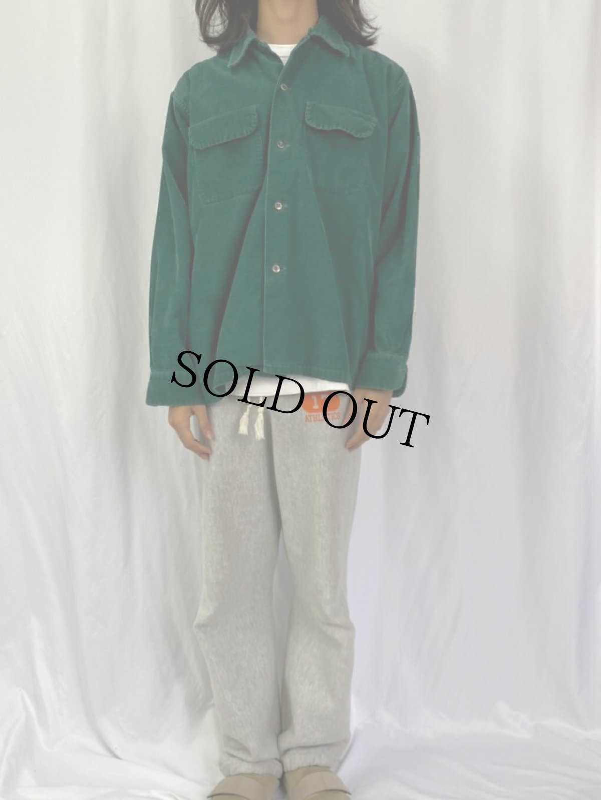 画像2: 50's ARROW USA製 コーデュロイ オープンカラーシャツ SIZE17-17 1/2 (2)