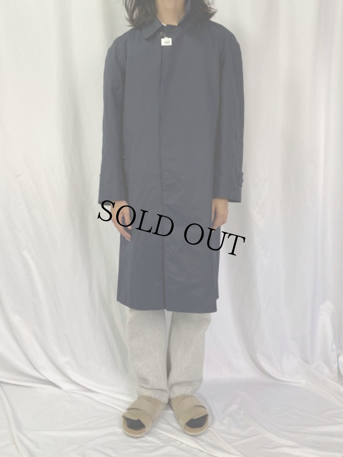 画像2: 80〜90's Burberrys' ポリエステル×コットン ステンカラーコート NAVY SIZE36R (2)