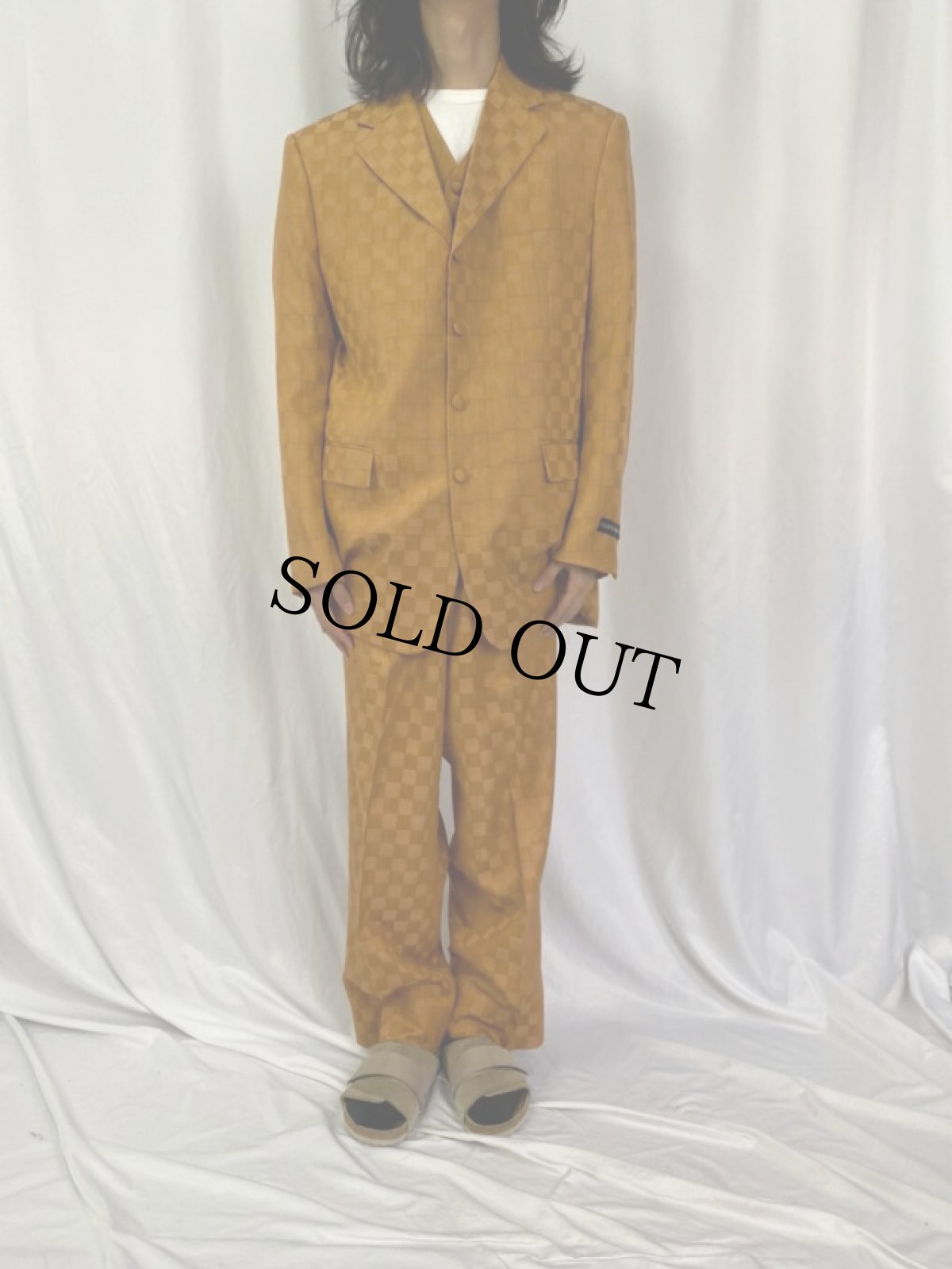 画像2: チェック柄 ズートスーツ 3PIECE SIZE42 (2)