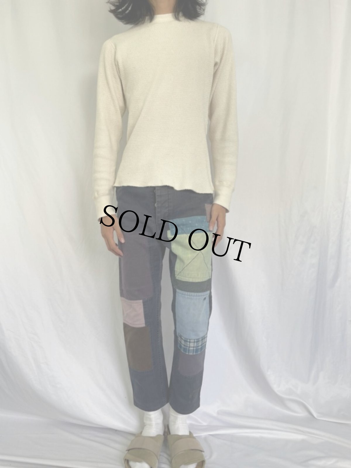 画像2: KAPITAL パッチワーク デニムパンツ S (2)