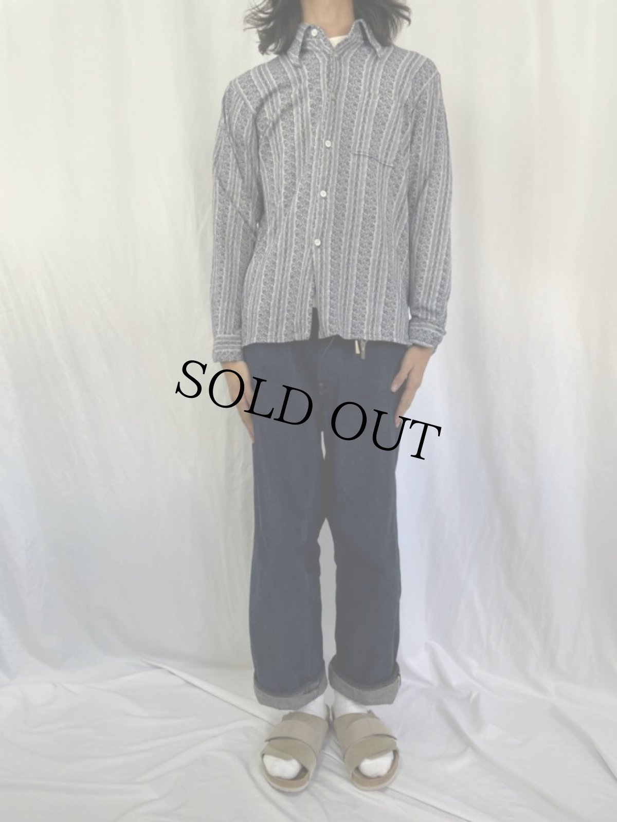 画像2: 70's 総柄ジャガード織 シャツ (2)