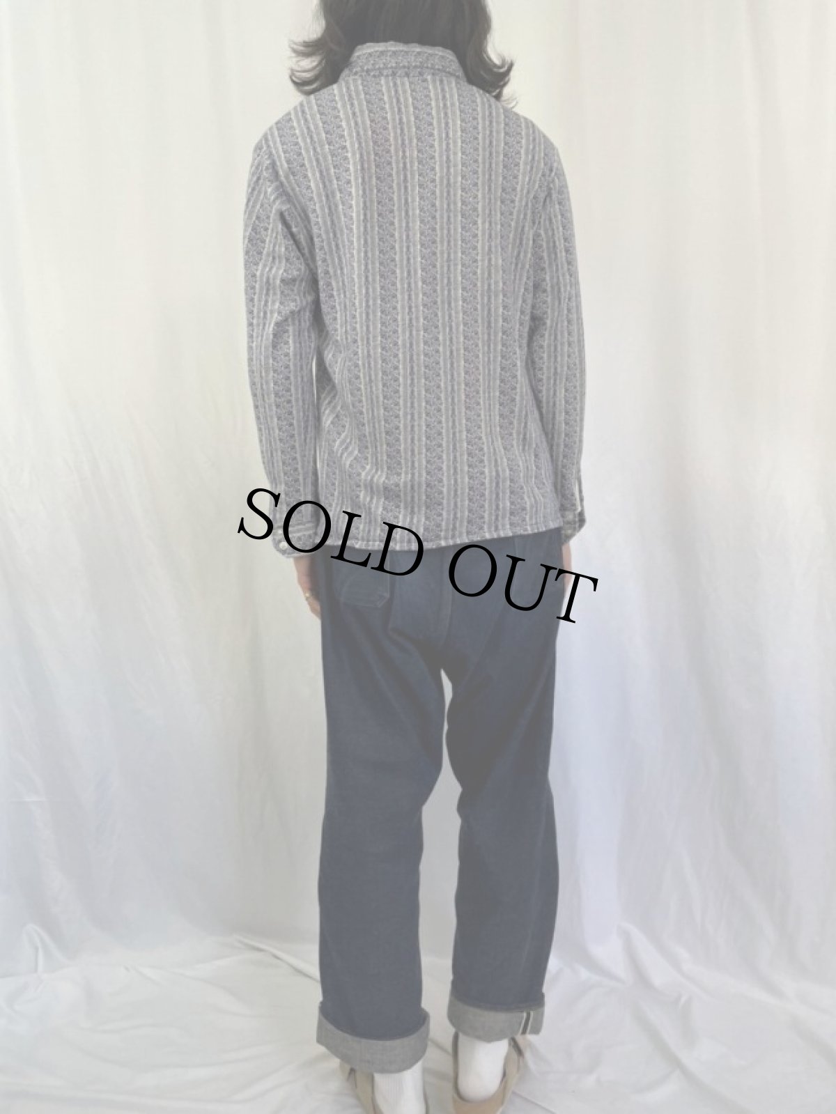 画像4: 70's 総柄ジャガード織 シャツ (4)