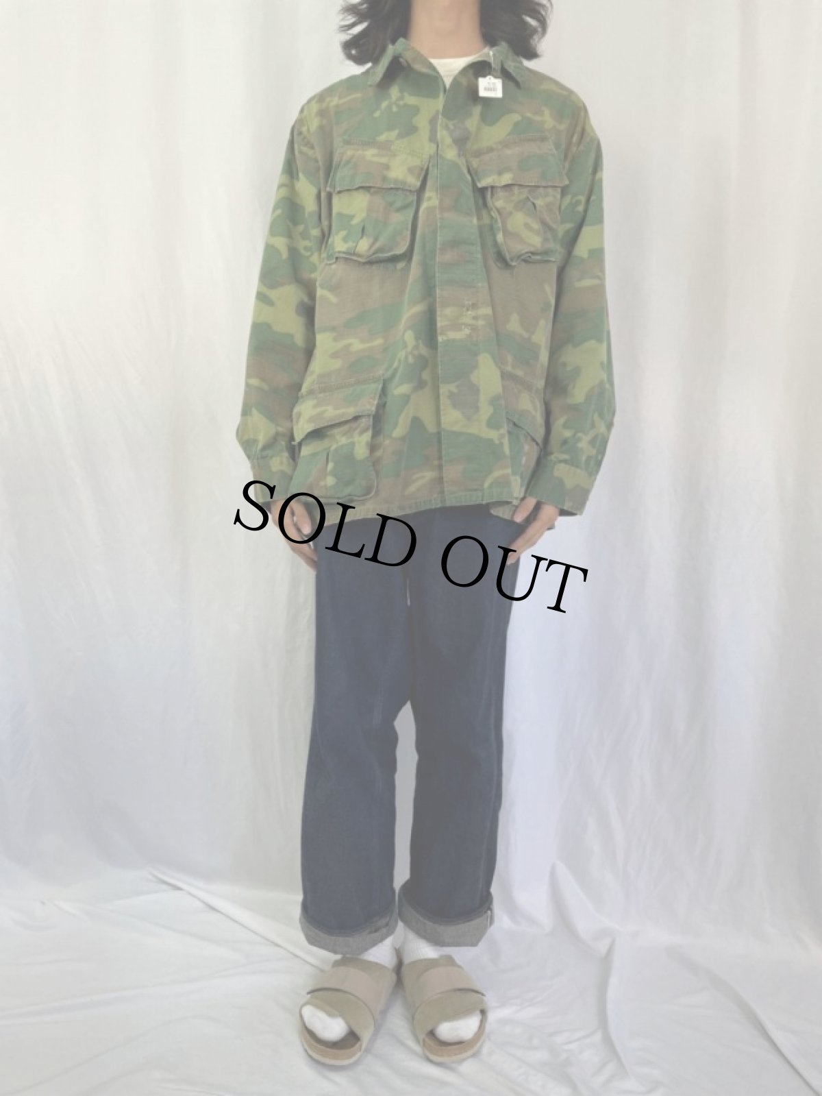 画像2: 60's U.S.ARMY ERDL迷彩 グリーンリーフ ジャングルファティーグジャケット 4th X-LARGE-REGULAR (2)