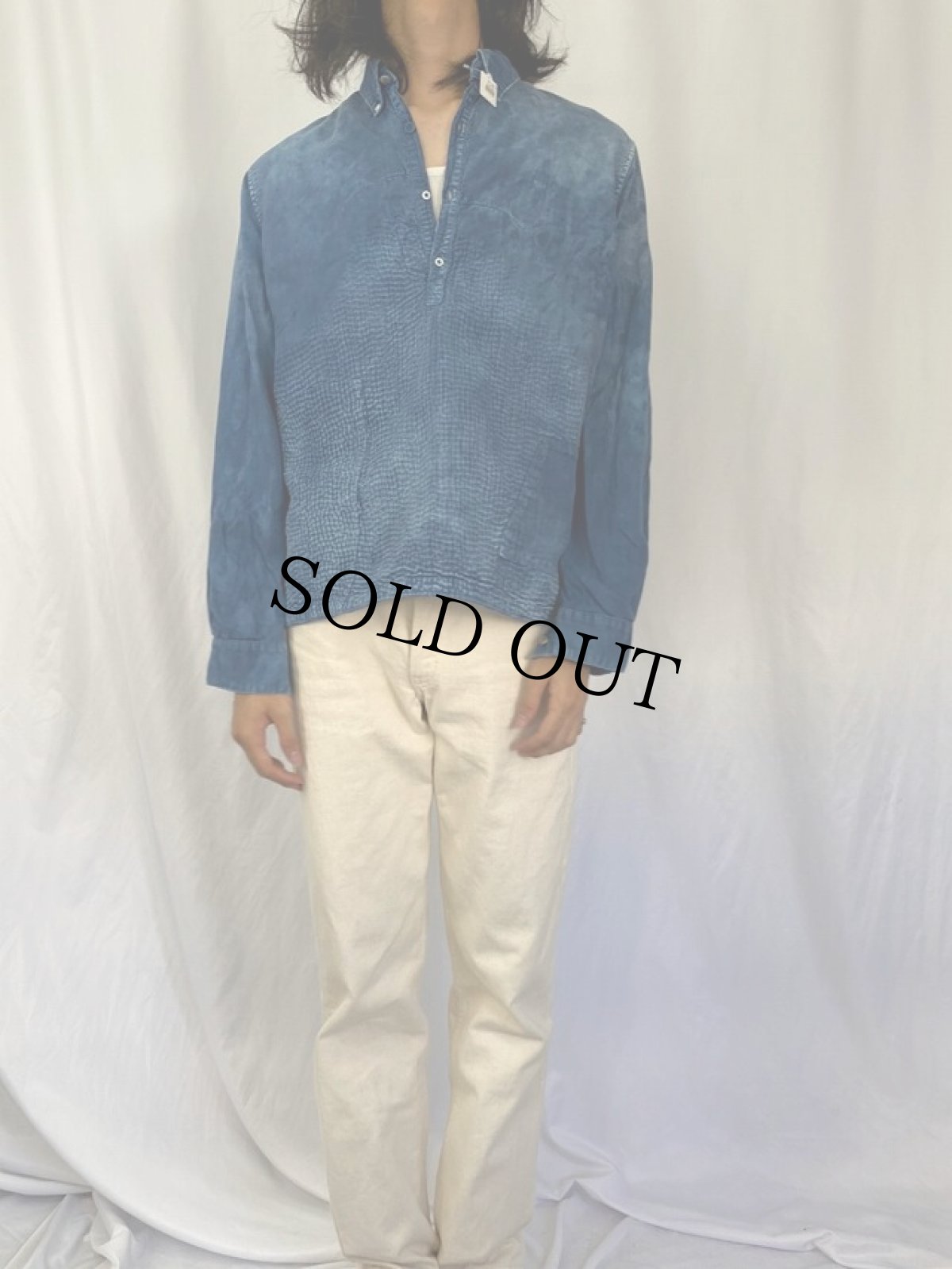 画像2: KAPITAL 後染め デザインプルオーバーシャツ L (2)