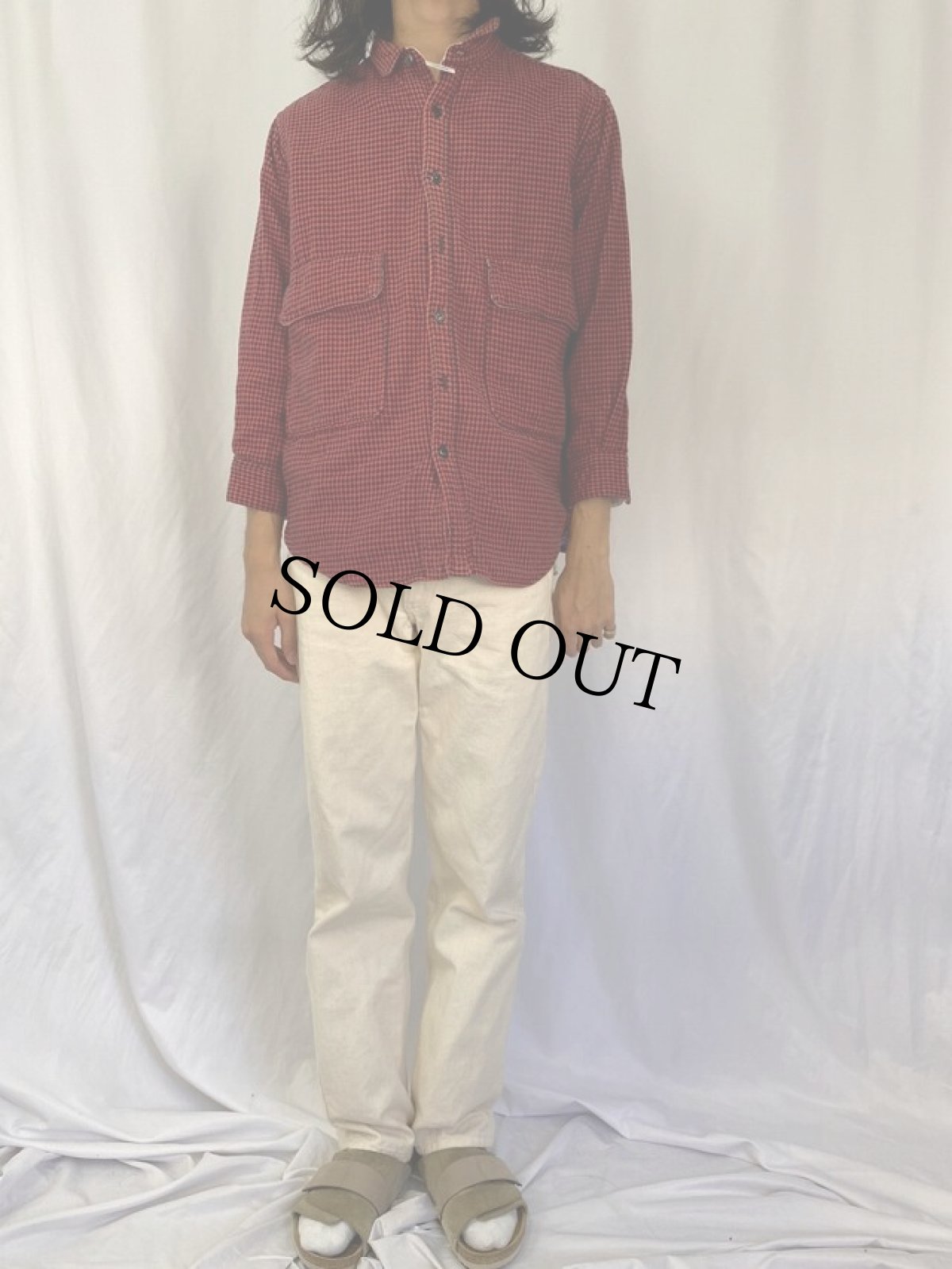 画像2: KAPITAL 千鳥格子柄 ヘビーネルシャツ M (2)