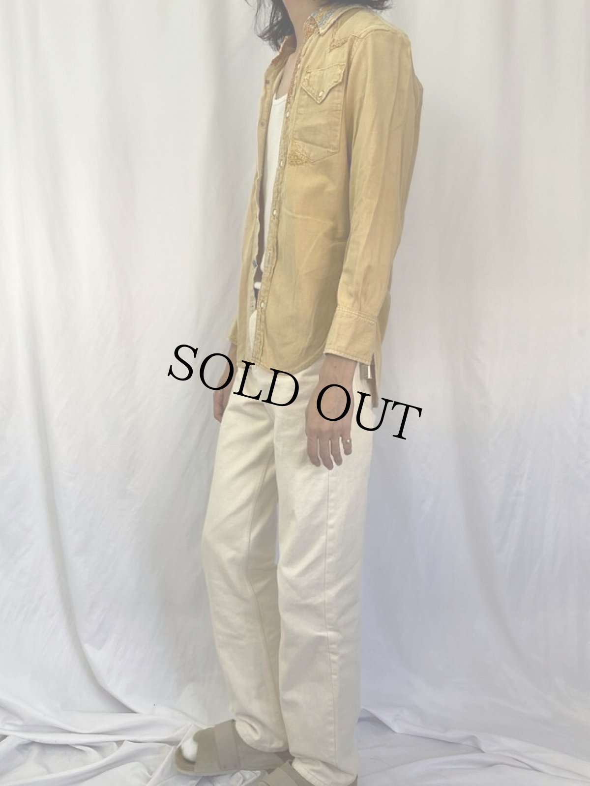 画像3: KAPITAL KOUNTRY 刺し子 カラーデニムウエスタンシャツ M (3)