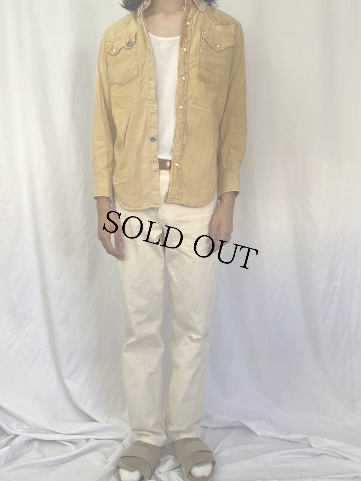 画像2: KAPITAL KOUNTRY 刺し子 カラーデニムウエスタンシャツ M (2)