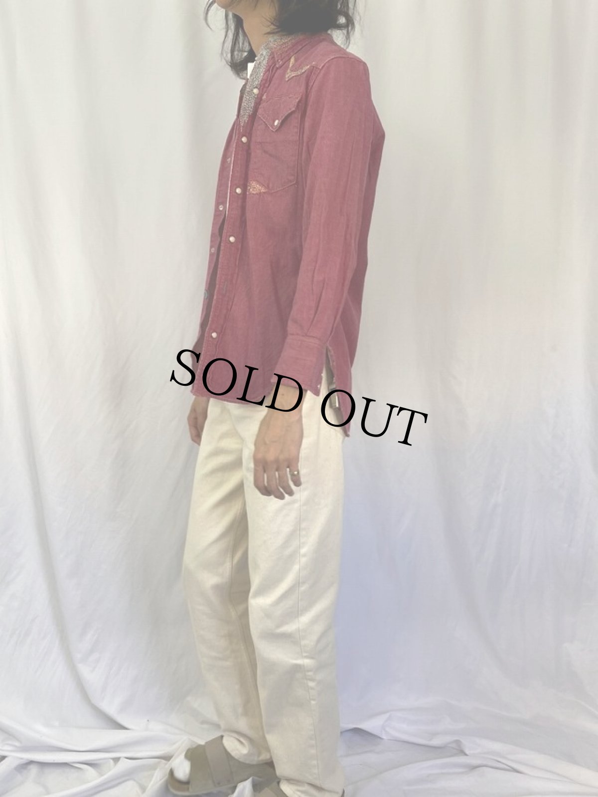 画像3: KAPITAL KOUNTRY 刺し子 カラーデニムウエスタンシャツ M (3)