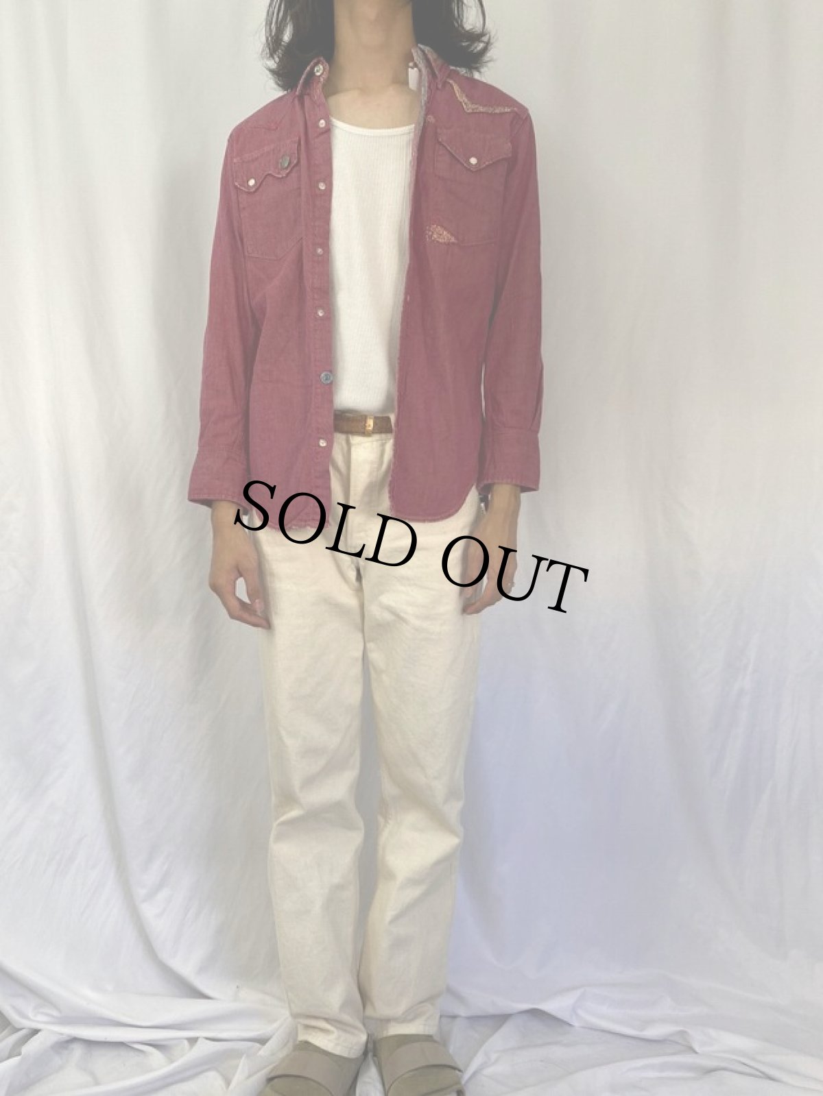 画像2: KAPITAL KOUNTRY 刺し子 カラーデニムウエスタンシャツ M (2)