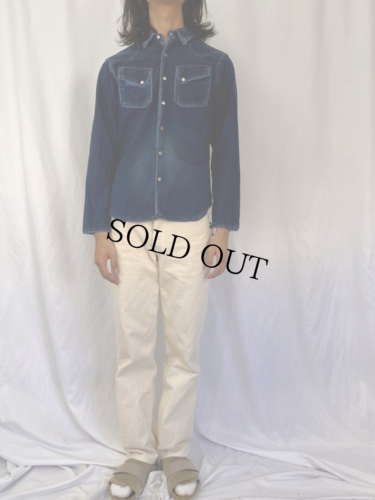 画像2: KAPITAL インディゴ ウエスタンシャツ M (2)