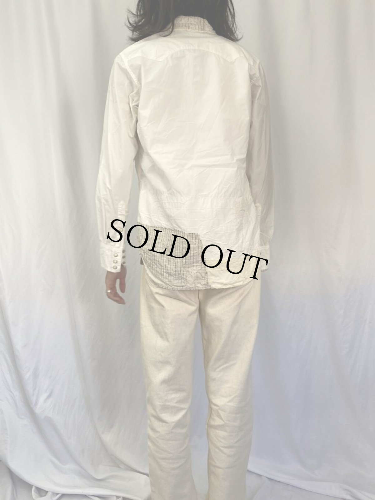 画像4: KAPITAL KOUNTRY 刺し子×パッチワーク コットンタイプライターウエスタンシャツ M (4)