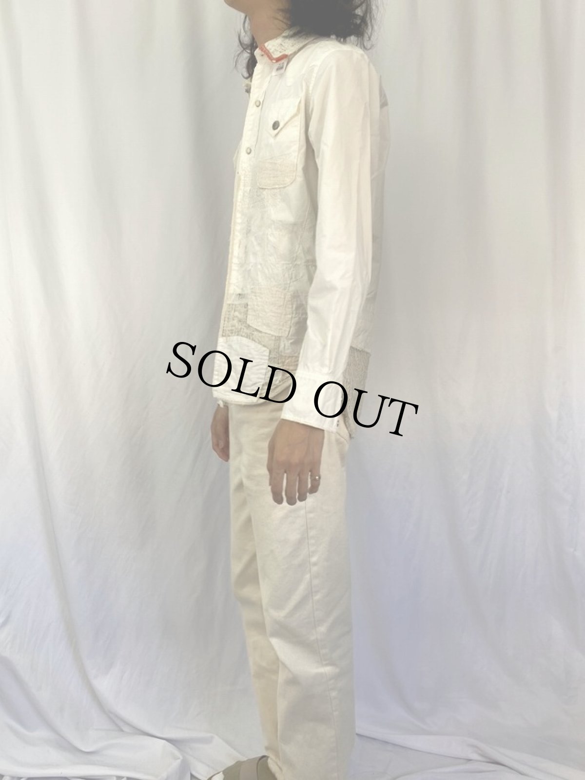 画像3: KAPITAL KOUNTRY 刺し子×パッチワーク コットンタイプライターウエスタンシャツ M (3)