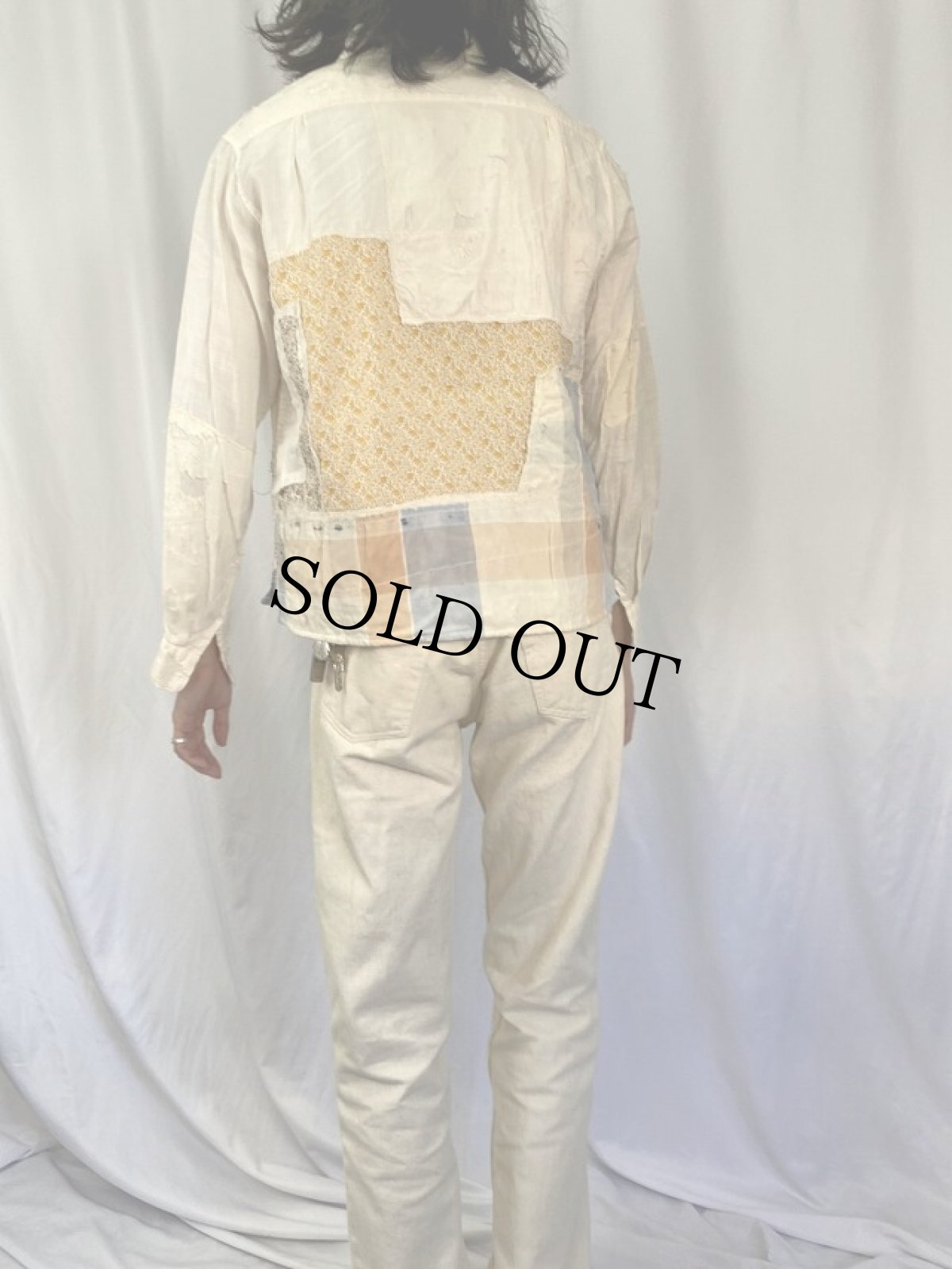 画像4: KAPITAL KOUNTRY 襤褸加工×パッチワーク リネンシャツ M (4)