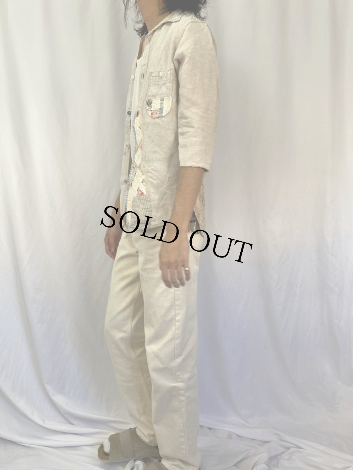 画像3: KAPITAL KOUNTRY パッチワーク リネンシャツ S (3)