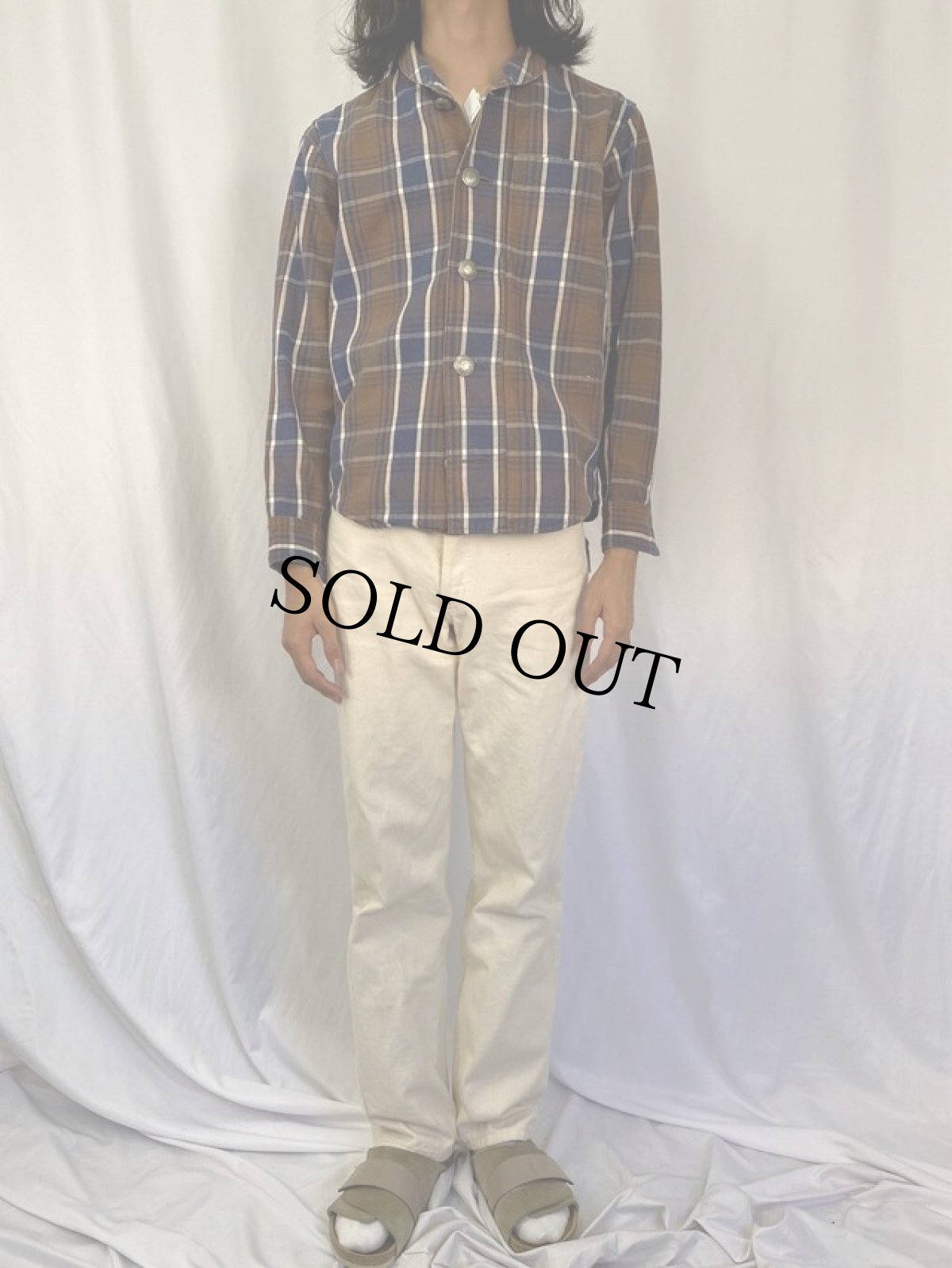 画像2: KAPITAL コンチョボタン ショールカラーヘビーネルシャツ M (2)