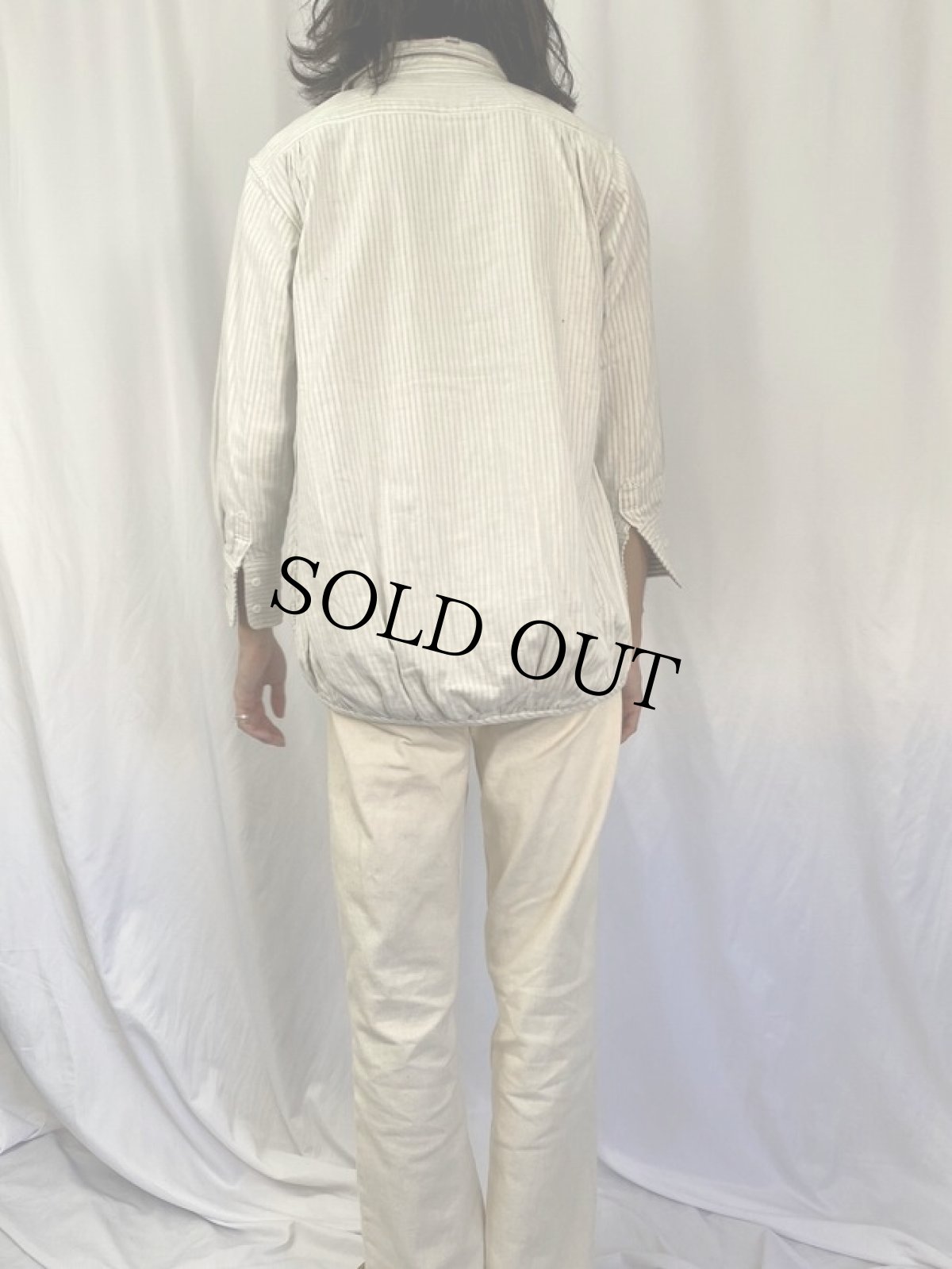 画像4: KAPITAL ガーゼ×ヒッコリーストライプ柄 ダメージ加工シャツ (4)