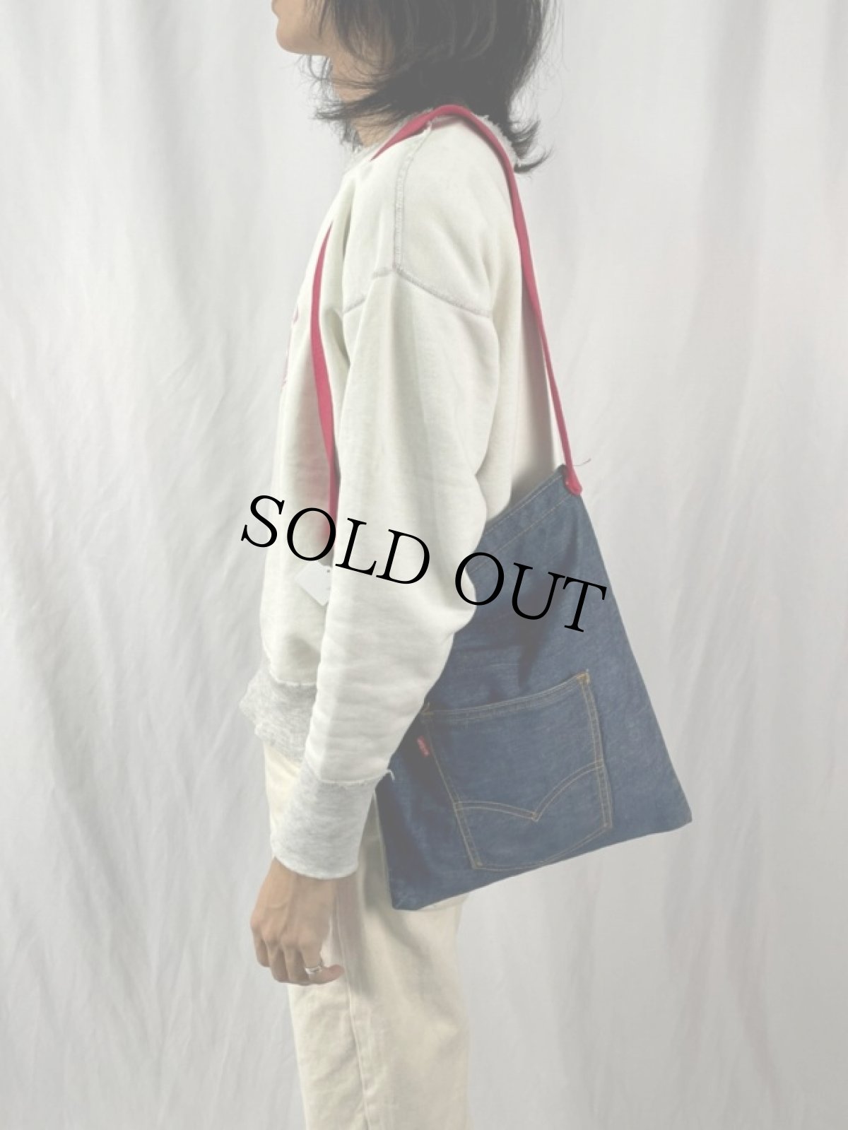 画像2: VINTAGE LEVI'S BIGE デニムトートバッグ (2)