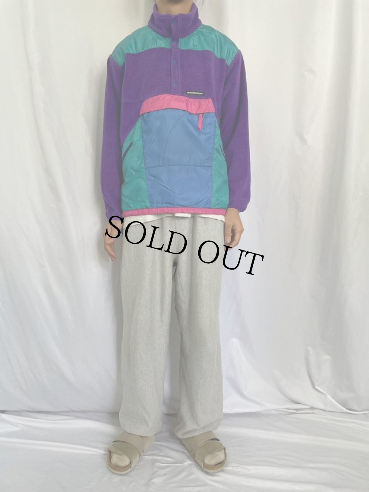 画像2: 90's SIERRA DESIGNS ナイロン切り替え プルオーバーフリースジャケット L (2)