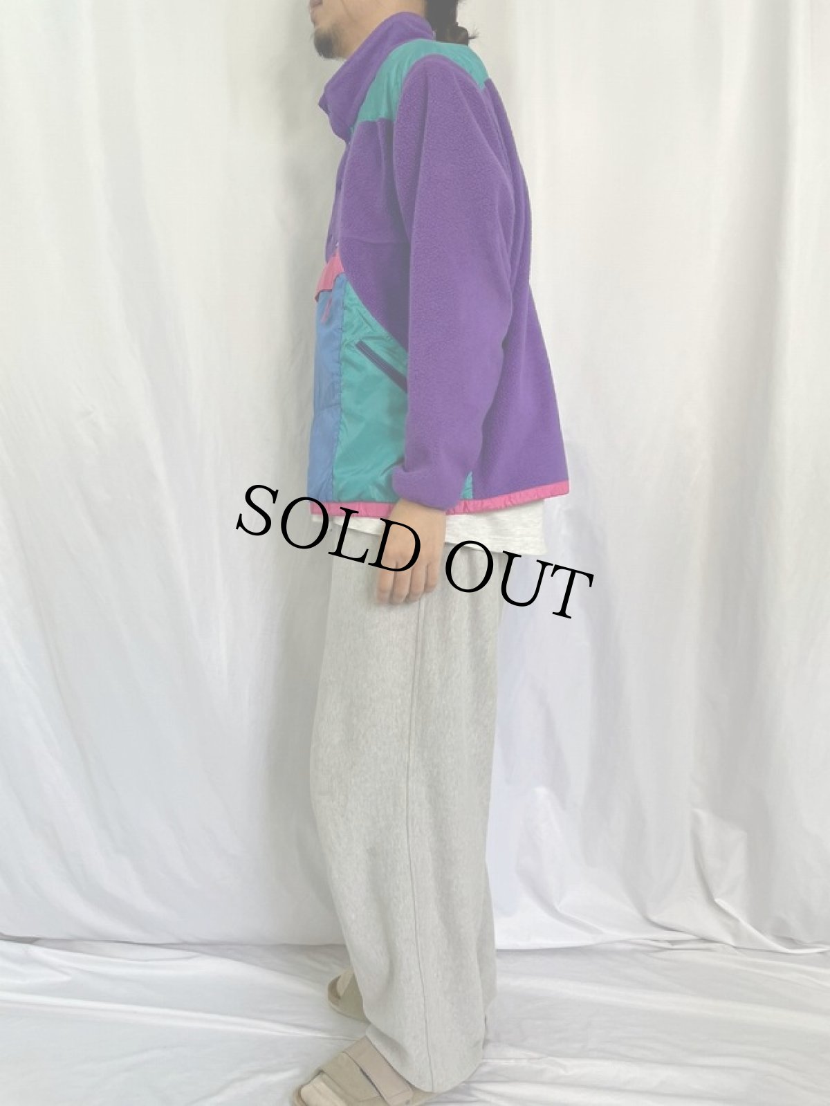 画像3: 90's SIERRA DESIGNS ナイロン切り替え プルオーバーフリースジャケット L (3)