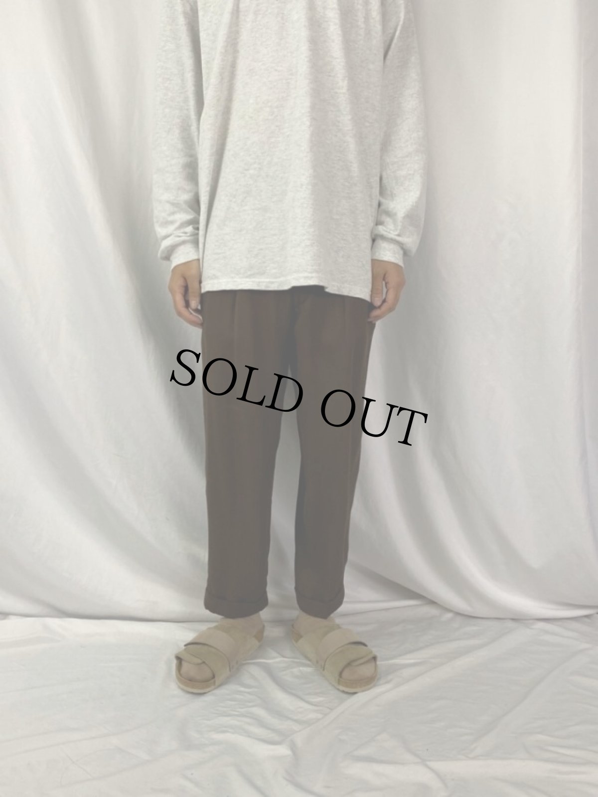 画像2: 60's 2タック レーヨンギャバジン スラックス W29 (2)