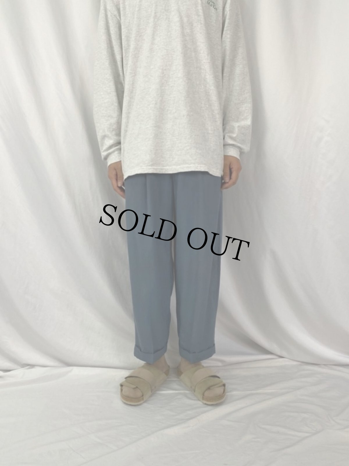 画像2: 60's 2タック レーヨンギャバジン スラックス W28 (2)