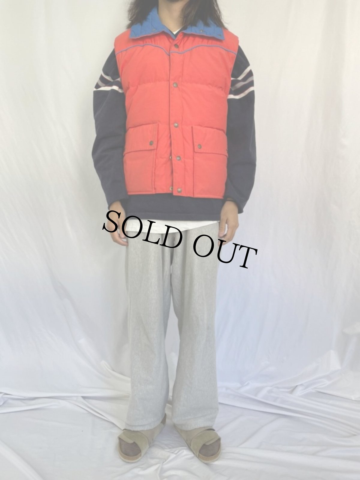 画像2: 70〜80's 1st DOWN ナイロンダウンベスト M (2)