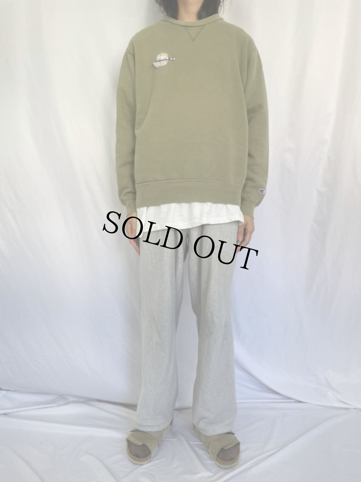 画像2: 90's Champion USA製 インサイドアウトロゴ刺繍 前V スウェット L (2)