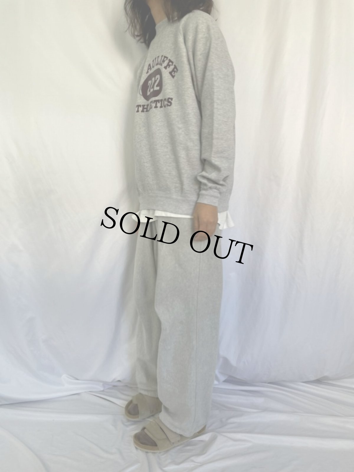 画像3: 90's USA製 "Mc AULIFFE" プリントラグランスウェット XL (3)