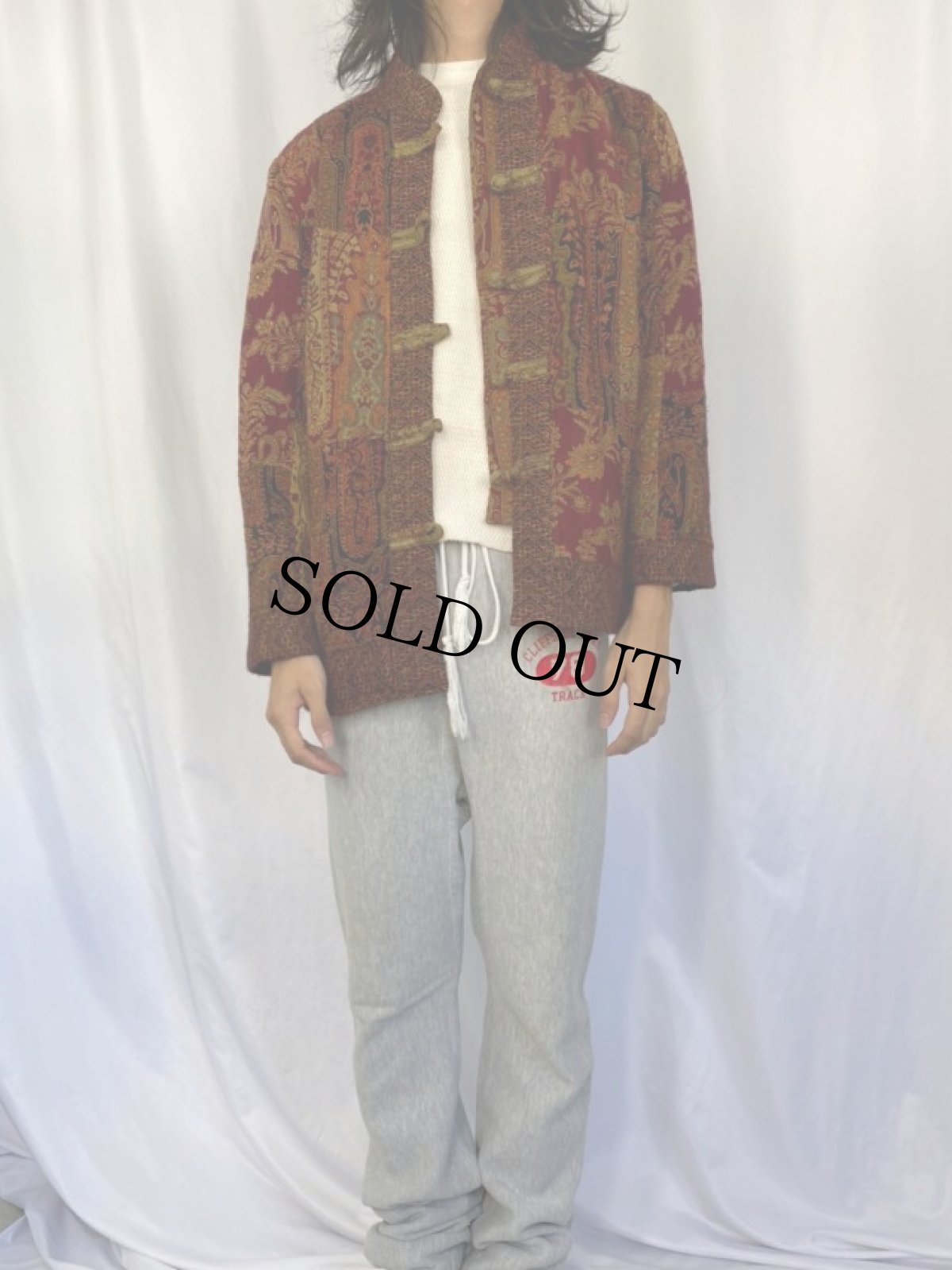 画像2: White Stag 総柄 パッチワーク チャイナジャケット L (2)